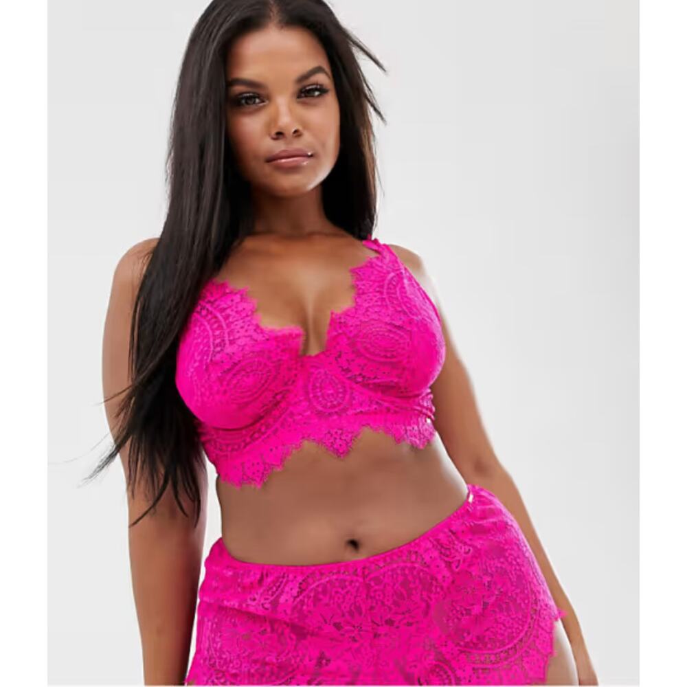 Figleaves Curve Adore Women's Lace Bra in Pink Size 46DD